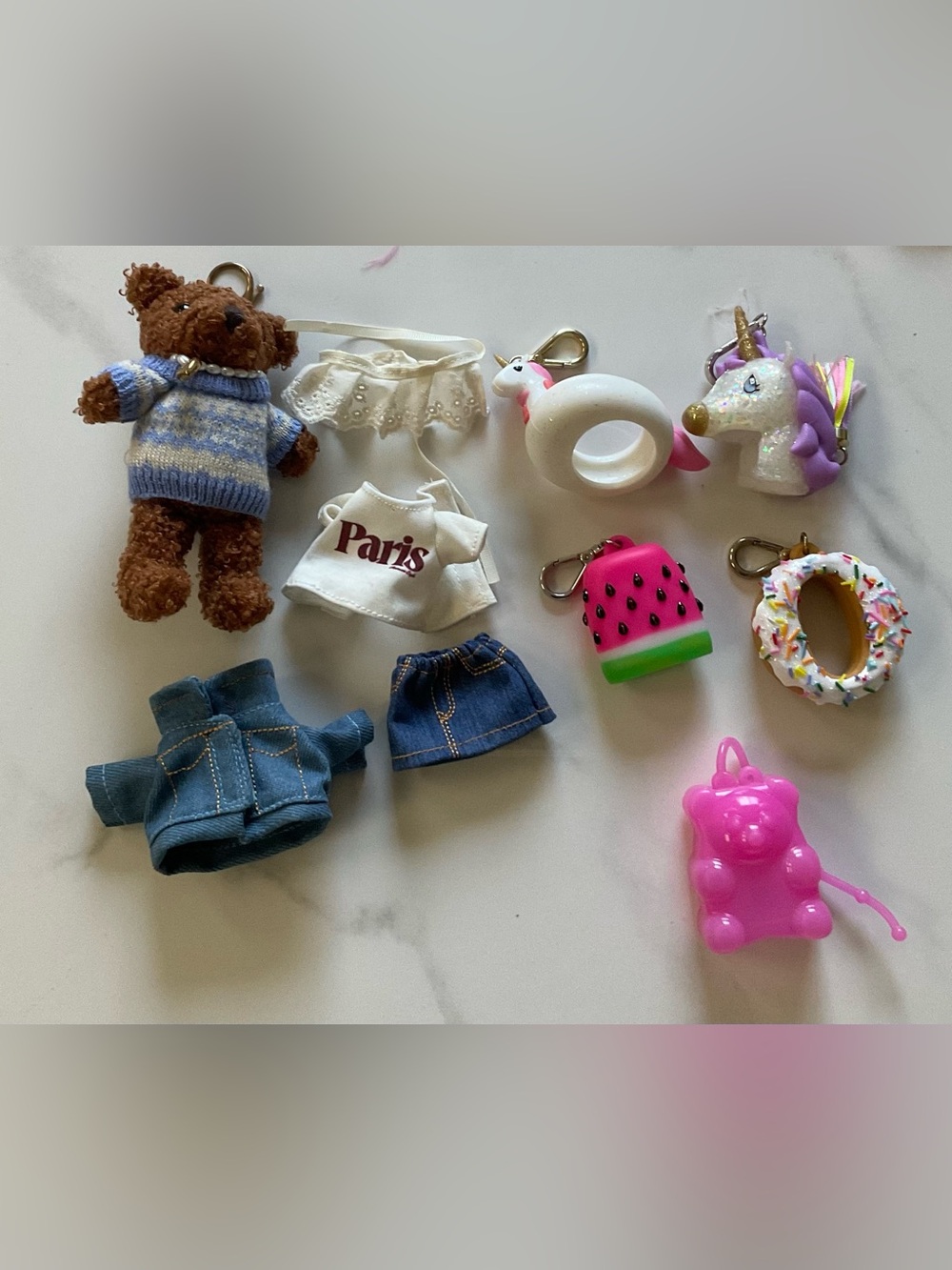 American Eagle Bear Bag Charm and Six Bath and Body Works Sanitizer Holders